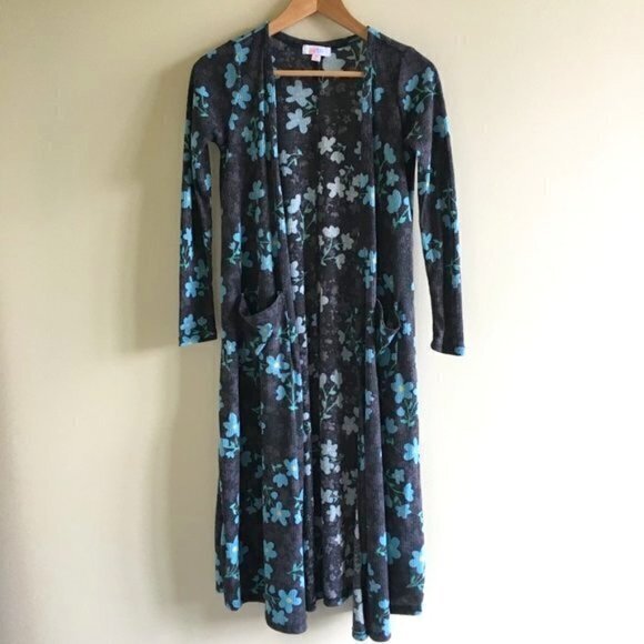 Lularoe Sarah Knit Cardigan Womens‎ Floral Open Front Duster Size XS Pockets - Picture 1 of 6